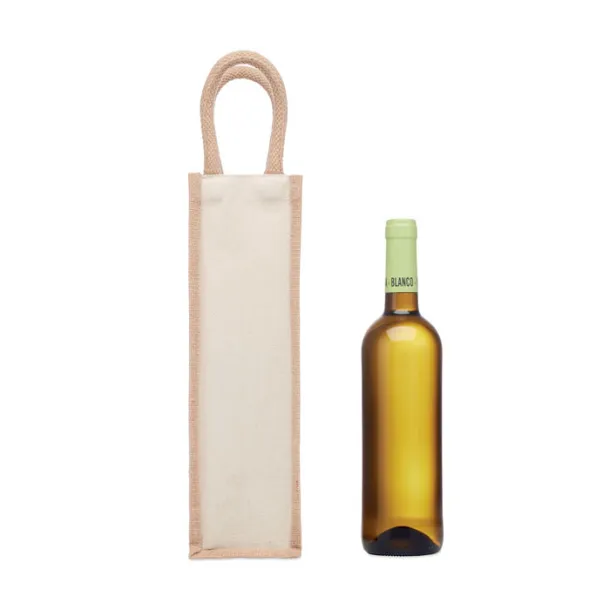 CAMPO DI VINO Jute wine bag for one bottle Beige