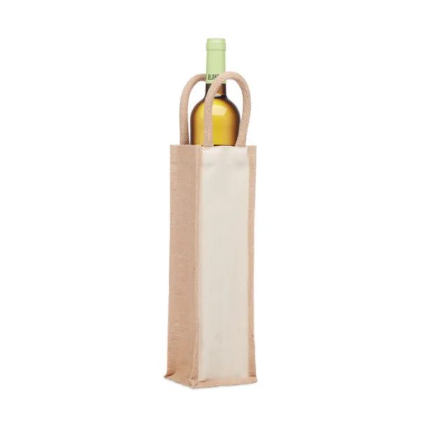 CAMPO DI VINO Jute wine bag for one bottle Beige