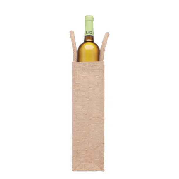 CAMPO DI VINO Jute wine bag for one bottle Beige