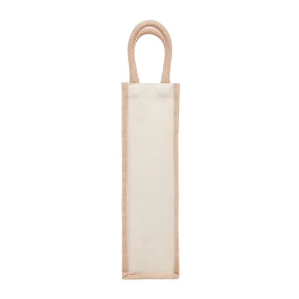 CAMPO DI VINO Jute wine bag for one bottle Beige