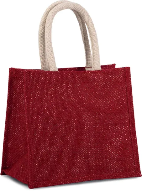  JUTE CANVAS TOTE - MEDIUM - Kimood Cherry Red Gold