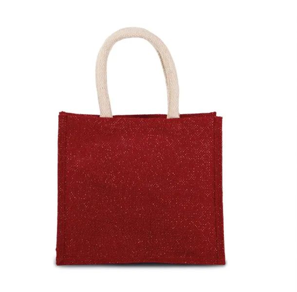  JUTE CANVAS TOTE - MEDIUM - Kimood Cherry Red Gold