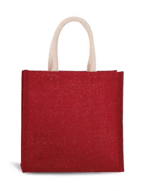  JUTE CANVAS TOTE - LARGE - Kimood Cherry Red Gold