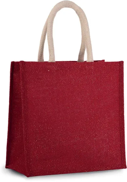  JUTE CANVAS TOTE - LARGE - Kimood Cherry Red Gold