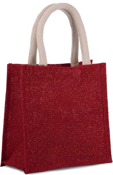  JUTE CANVAS TOTE - SMALL - Kimood Cherry Red Gold