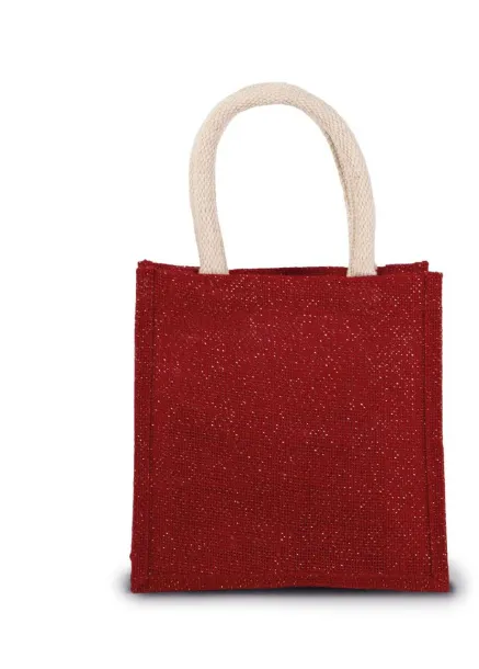  JUTE CANVAS TOTE - SMALL - Kimood Cherry Red Gold