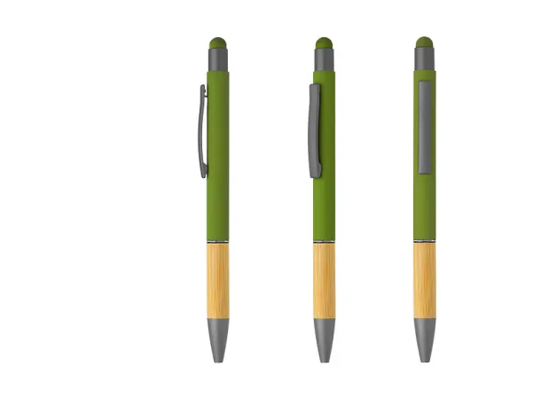 TITANIUM TOUCH BAMBOO Metal touch ballpoint pen Olive green