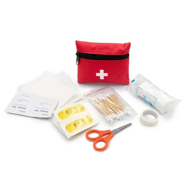  First aid kit in pouch, 7 pcs Crvena