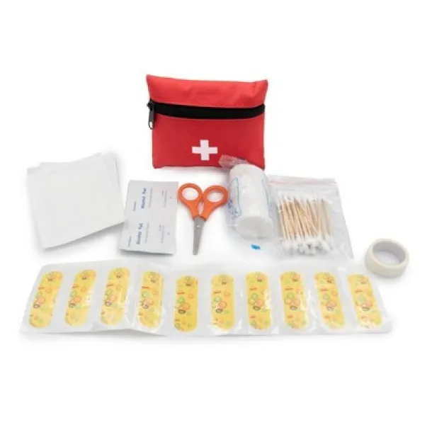  First aid kit in pouch, 7 pcs red