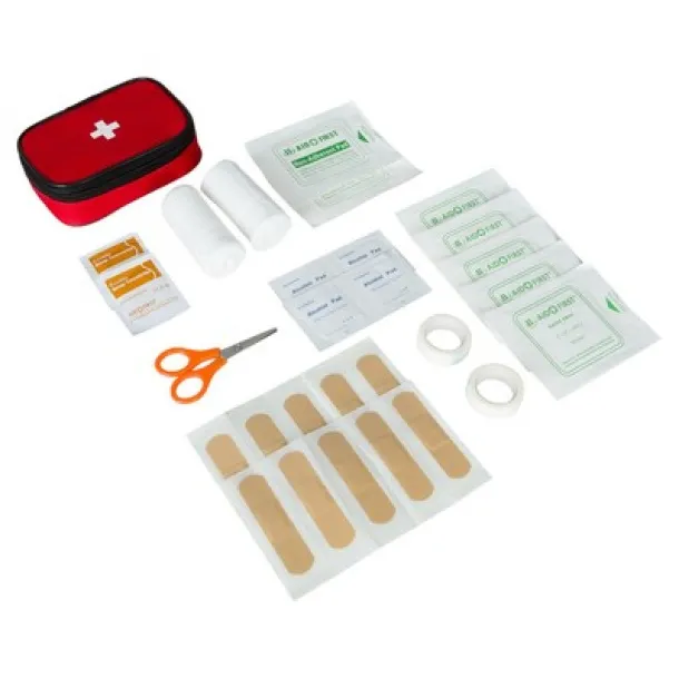  First aid kit in pouch, 25 pcs red