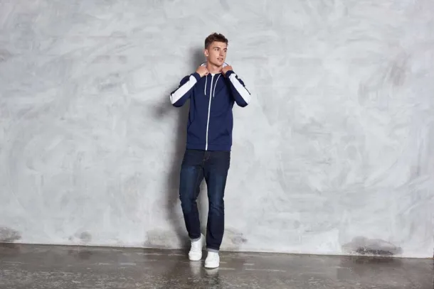  Sportska zip hoodica, 200 g/m2 - Just Hoods Oxford Navy Bijela