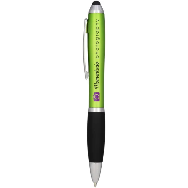 Nash coloured stylus ballpoint pen with black grip Lime Crna