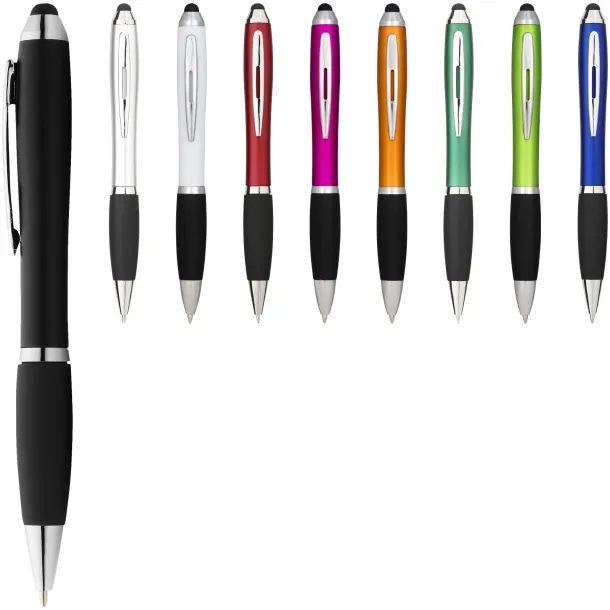 Nash coloured stylus ballpoint pen with black grip Transparent pink Solid black