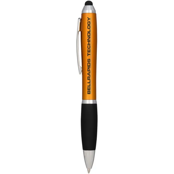 Nash coloured stylus ballpoint pen with black grip Orange Solid black