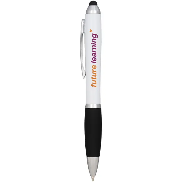 Nash coloured stylus ballpoint pen with black grip - Bullet White Crna