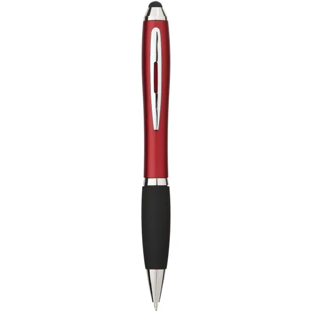 Nash coloured stylus ballpoint pen with black grip - Unbranded Red Solid black