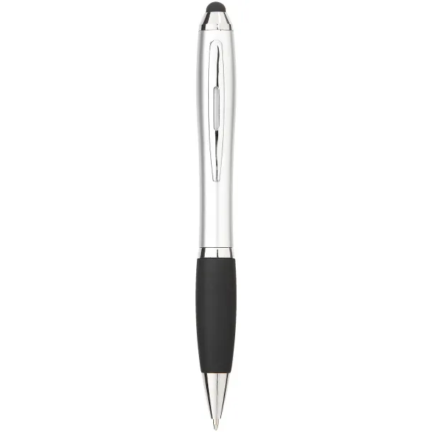 Nash coloured stylus ballpoint pen with black grip Silver Solid black