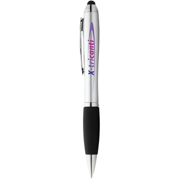 Nash coloured stylus ballpoint pen with black grip Silver Crna