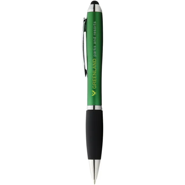 Nash coloured stylus ballpoint pen with black grip - Unbranded Green Solid black