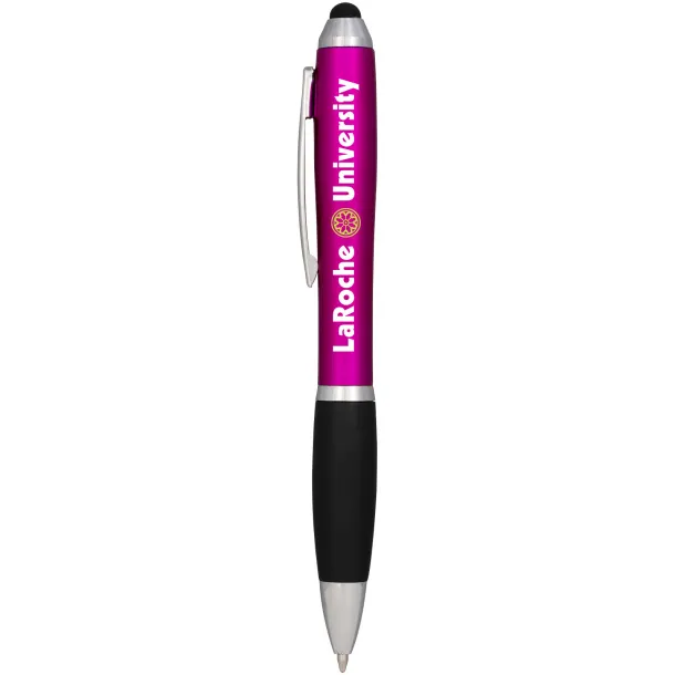 Nash coloured stylus ballpoint pen with black grip - Unbranded Transparent pink Solid black