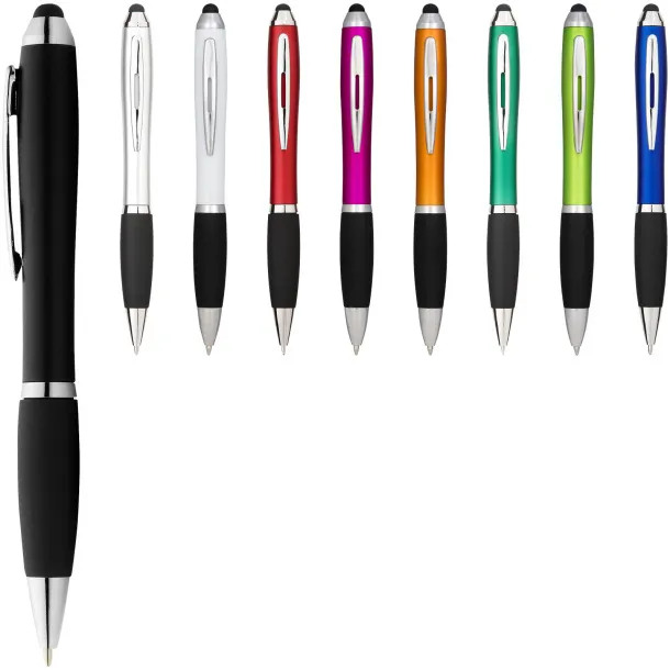 Nash coloured stylus ballpoint pen with black grip White Solid black