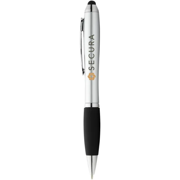 Nash coloured stylus ballpoint pen with black grip Silver Crna