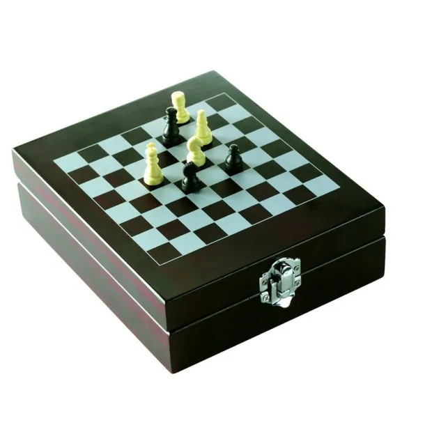  Wine set, 5 pcs, chess game wood