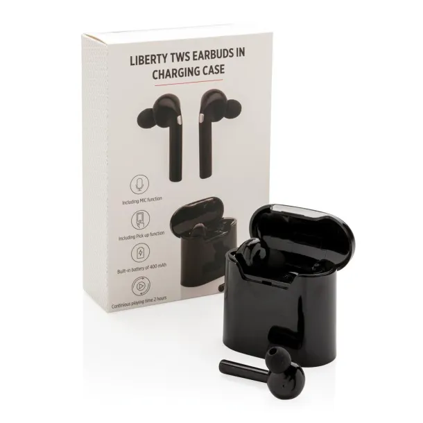 Liberty wireless earbuds in charging case - XD Collection Black 