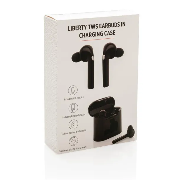 Liberty wireless earbuds in charging case - XD Collection Black 