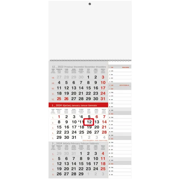  "Business GRAY RED planner" three part calendar Crvena