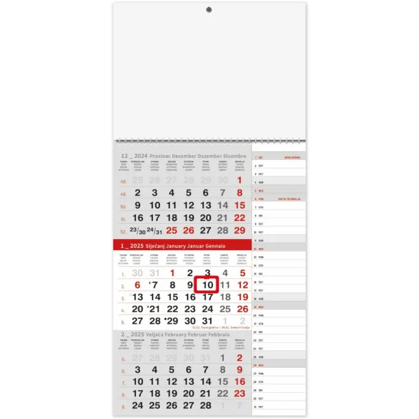  "Business GRAY RED planner" three part calendar Crvena