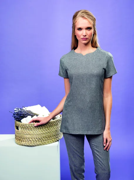  ‘VIOLA' LINEN-LOOK CUT NECK BEAUTY TUNIC - Premier Black Heather