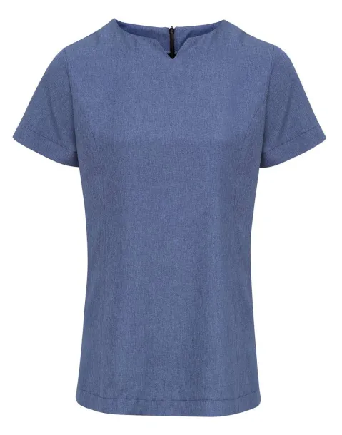  ‘VIOLA' LINEN-LOOK CUT NECK BEAUTY TUNIC - Premier Blue Heather