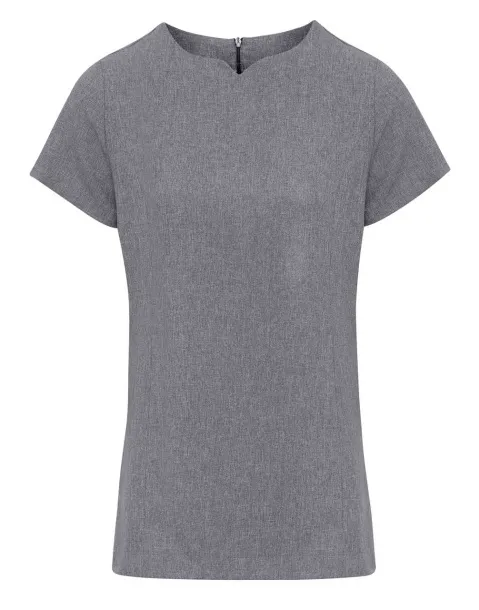  ‘VIOLA' LINEN-LOOK CUT NECK BEAUTY TUNIC - Premier Grey Heather