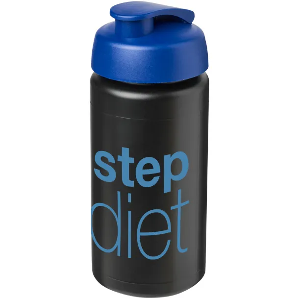 Baseline® Plus grip 500 ml flip lid sport bottle Solid black Blue