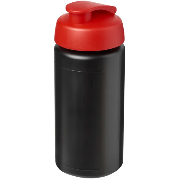 Baseline® Plus grip 500 ml flip lid sport bottle Solid black Red