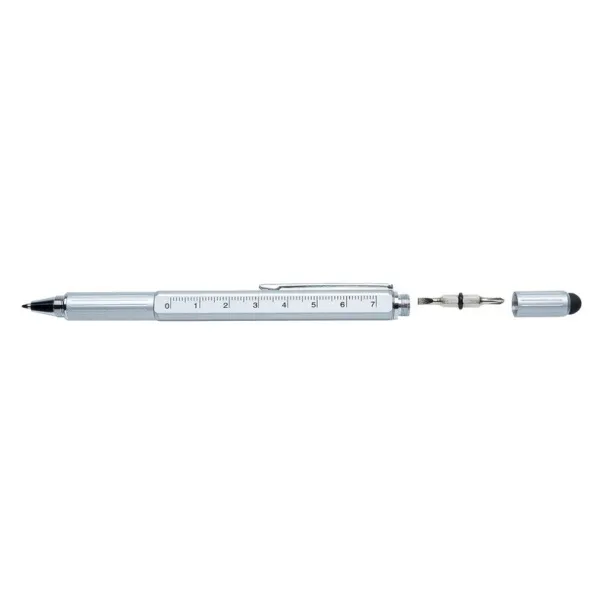  Multifunctional ball pen, ruler, spirit level, screwdriver, touch pen silver