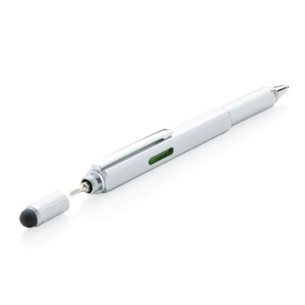  Multifunctional ball pen, ruler, spirit level, screwdriver, touch pen silver