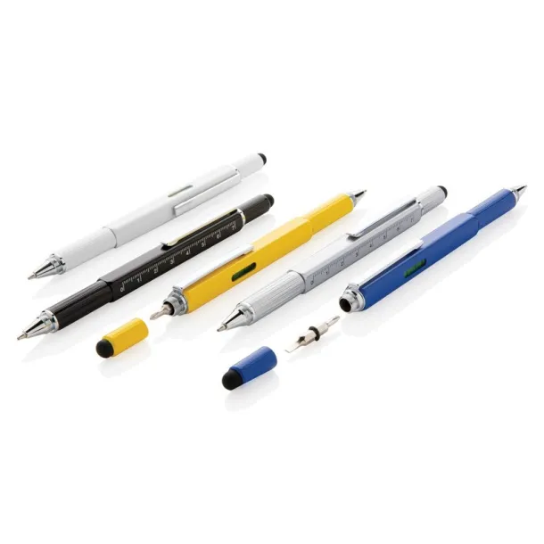  Multifunctional ball pen, ruler, spirit level, screwdriver, touch pen silver