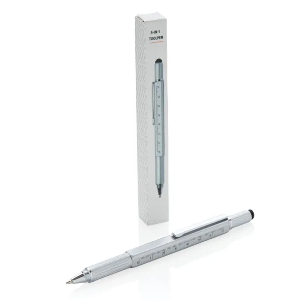  Multifunctional ball pen, ruler, spirit level, screwdriver, touch pen silver