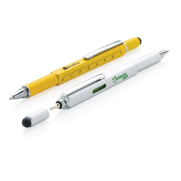  Multifunctional ball pen, ruler, spirit level, screwdriver, touch pen silver