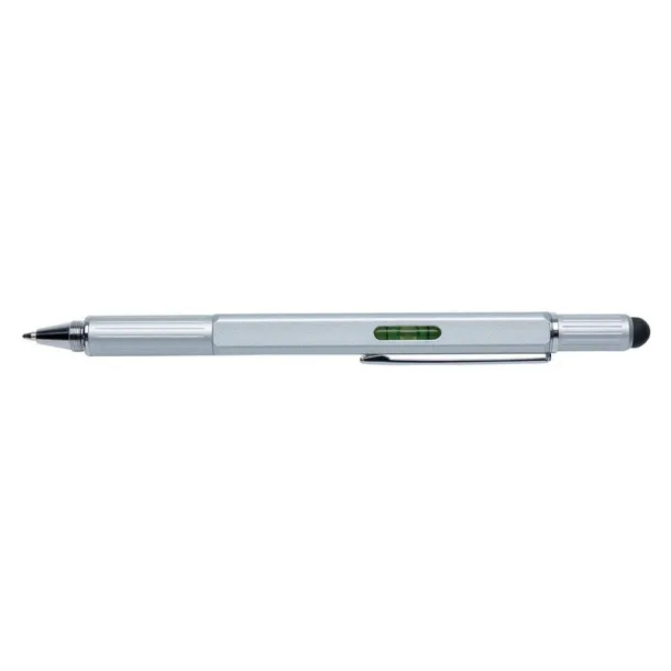  Multifunctional ball pen, ruler, spirit level, screwdriver, touch pen silver