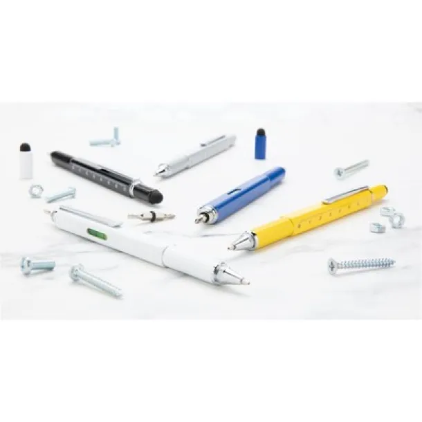  Multifunctional ball pen, ruler, spirit level, screwdriver, touch pen silver