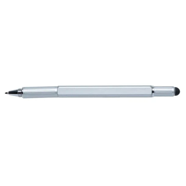  Multifunctional ball pen, ruler, spirit level, screwdriver, touch pen silver