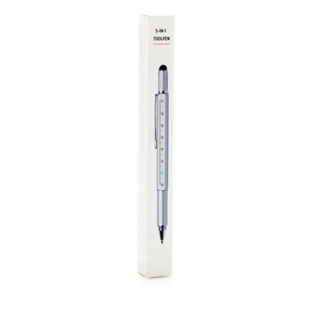  Multifunctional ball pen, ruler, spirit level, screwdriver, touch pen silver