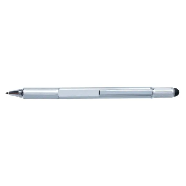  Multifunctional ball pen, ruler, spirit level, screwdriver, touch pen silver