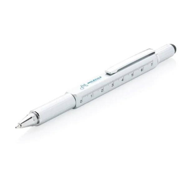  Multifunctional ball pen, ruler, spirit level, screwdriver, touch pen silver