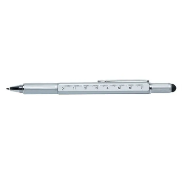  Multifunctional ball pen, ruler, spirit level, screwdriver, touch pen silver