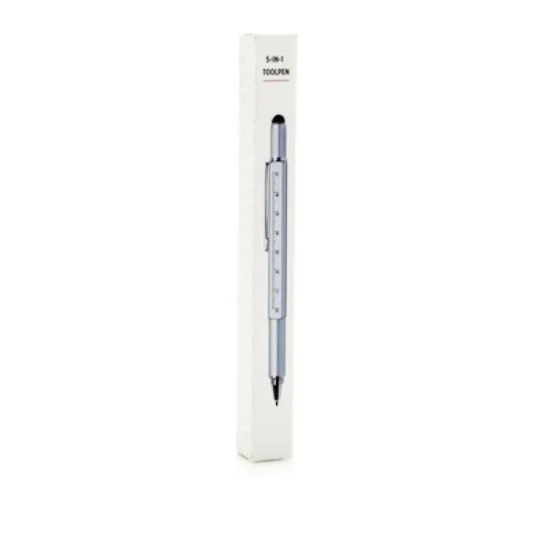  Multifunctional ball pen, ruler, spirit level, screwdriver, touch pen silver