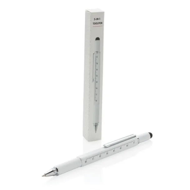  Multifunctional ball pen, ruler, spirit level, screwdriver, touch pen white